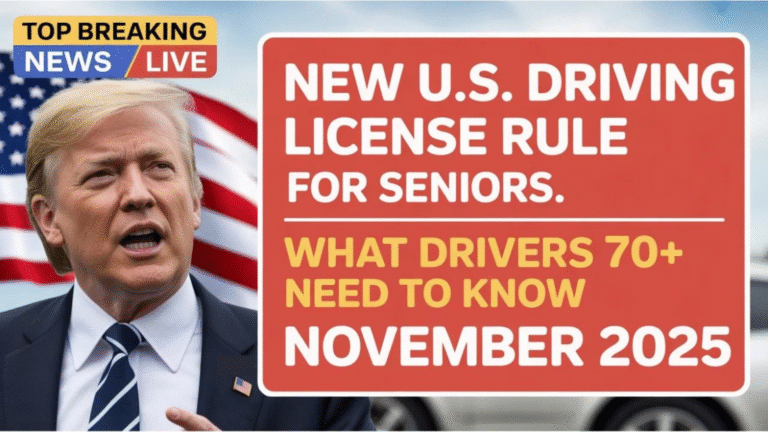 New U.S. Driving License Rule for Seniors Begins Nov 2025 – Effects for 70+ Drivers