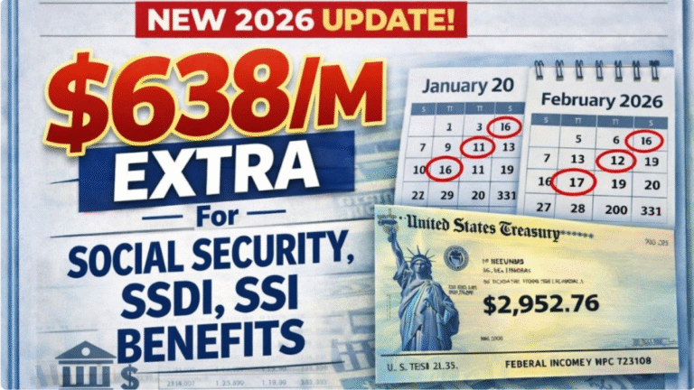 $638/M Extra For Social Security, SSDI, SSI Benefits 2026 – Real Eligibility & Dates