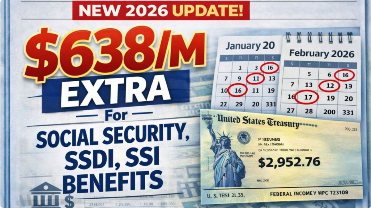 $638/M Extra For Social Security, SSDI, SSI Benefits 2026 – Real Eligibility & Dates